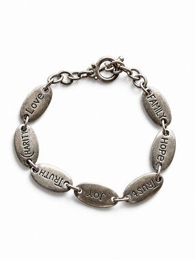 Silver Tone Inspirational Bracelet Hope Faith Love Joy Trust Jewelry Y2K